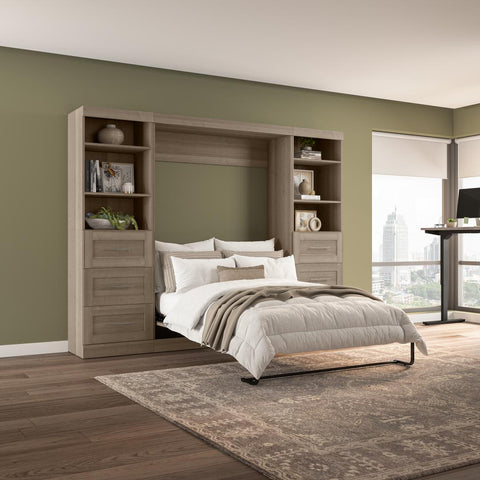 Lit escamotable double et 2 étagères avec tiroirs (109L)