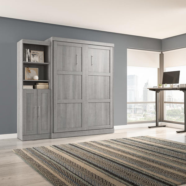 Queen Murphy Bed and Closet Organizer with Doors (90W)