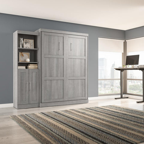 Queen Murphy Bed and Closet Organizer with Doors (90W)
