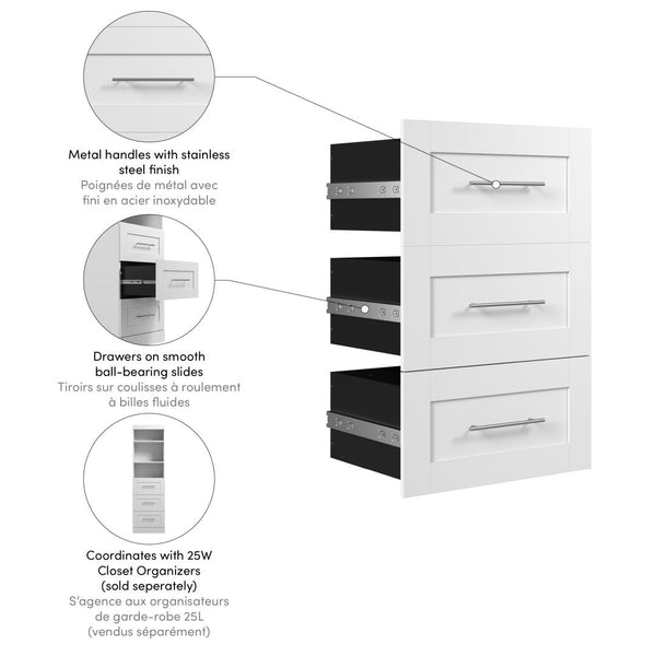 Ensemble de 3 tiroirs pour organisateur de garde-robe 25L Pur
