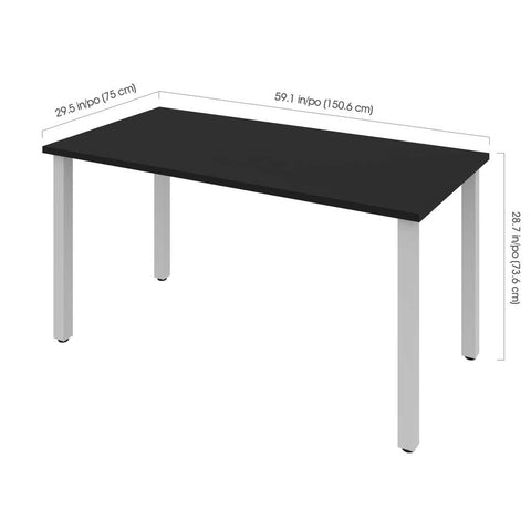 Table de bureau 60L avec pattes de métal carrées