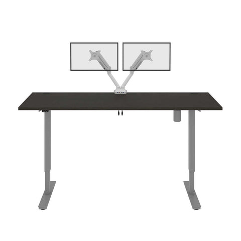 Bureau assis-debout 72L x 30P avec support double pour moniteurs