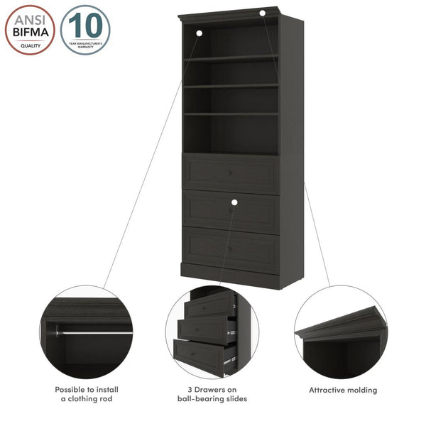 Traditional Closet System with Drawers, 36W x 20D