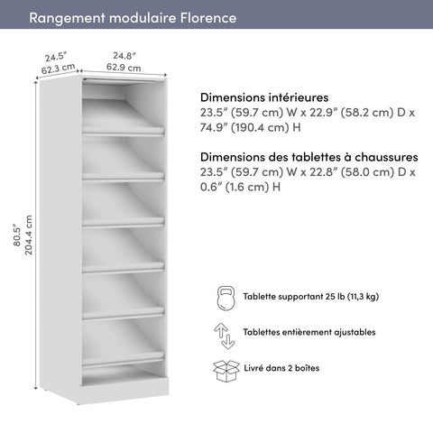 Modular Closet System with Shoe Racks & LED Light, 25W X 25D