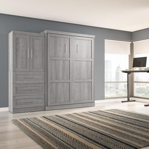 Queen Murphy Bed and Storage Cabinet with Drawers (101W)