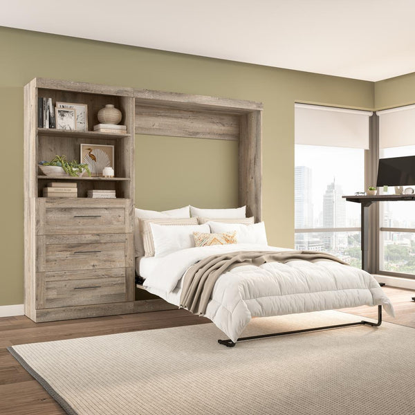 Full Murphy Bed and Shelving Unit with Drawers (95W)