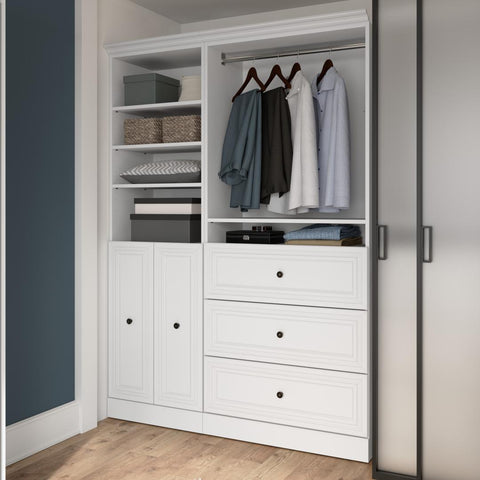 Traditional Closet System with Shelves, Drawers, Clothing Rods & Doors, 61W x 20D