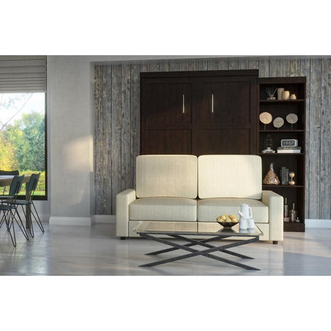 Grand lit escamotable avec canapé et étagère (96L)