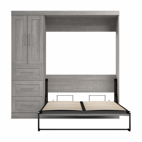 Lit escamotable double avec organisateur de garde-robe avec tiroirs (84L)