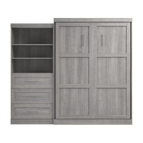 Queen Murphy Bed and Shelving Unit with Drawers (101W)