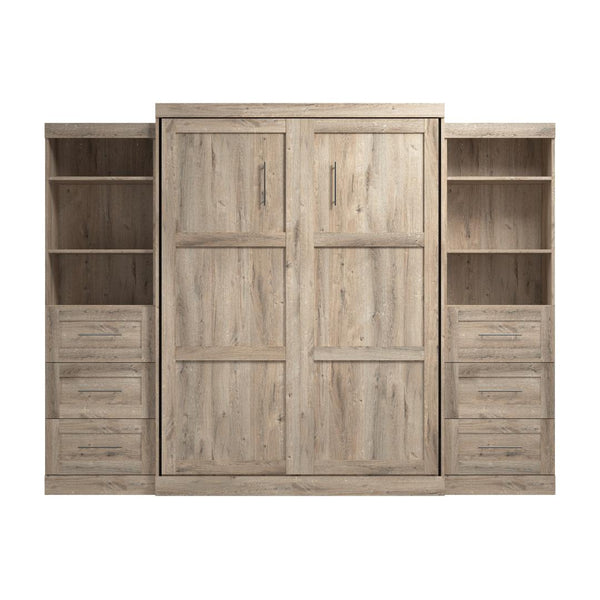 Queen Murphy Bed and 2 Shelving Units with Drawers (115W)