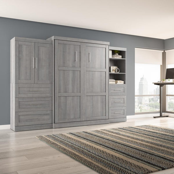 Queen Murphy Bed with Open and Concealed Storage (126W)