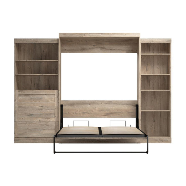 Queen Murphy Bed with Shelving and Drawers (126W)