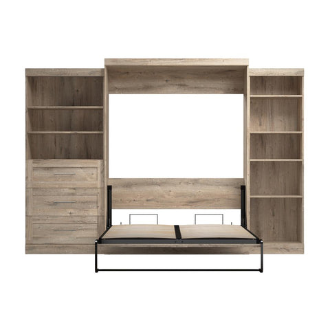 Queen Murphy Bed with Shelving and Drawers (126W)
