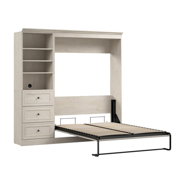 Lit escamotable double et organisateur de garde-robe avec tiroirs (84L)
