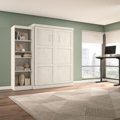 Queen Murphy Bed with Shelving Unit (90W)