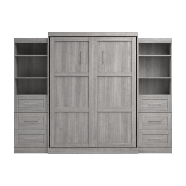 Queen Murphy Bed and 2 Shelving Units with Drawers (115W)