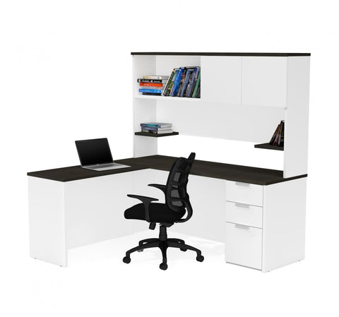 Bureau en L 72L avec caisson et huche