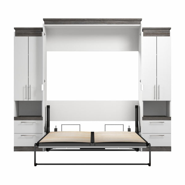 Queen Murphy Bed with Storage Cabinets and Pull-Out Shelves (106W)