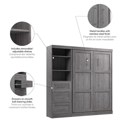 Full Murphy Bed and Shelving Unit with Drawers (84W)