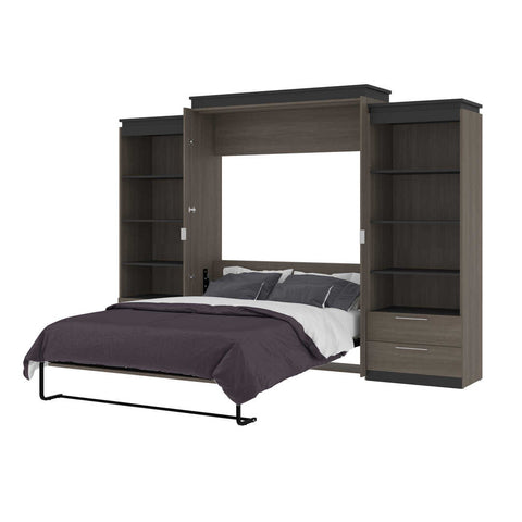Grand lit escamotable (queen) et 2 étagères avec tiroirs (125L)
