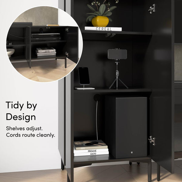 141W Modular Entertainment Center with TV Stand, Storage Cabinet, and Tall Storage Cabinets