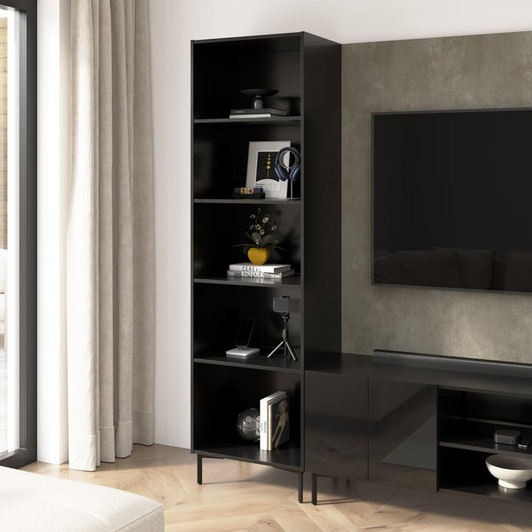 24W Modular Media Storage Tower with Shelves