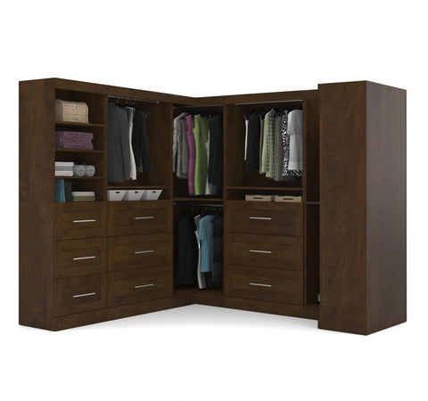 Contemporary U-Shaped Closet System with Shelves, Drawers & Clothing Rods, 161W x 33D