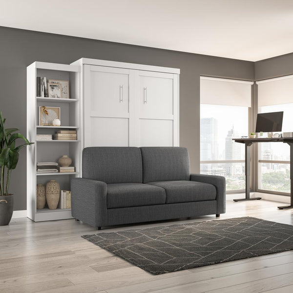 Grand lit escamotable avec canapé et étagère (96L)