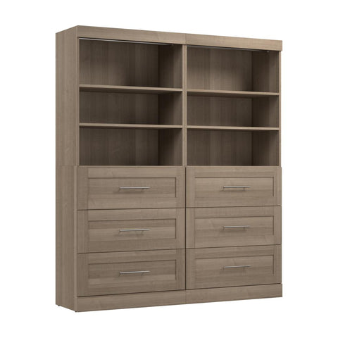Contemporary Closet System with Shelves, Drawers & Clothing Rods, 72W x 19D