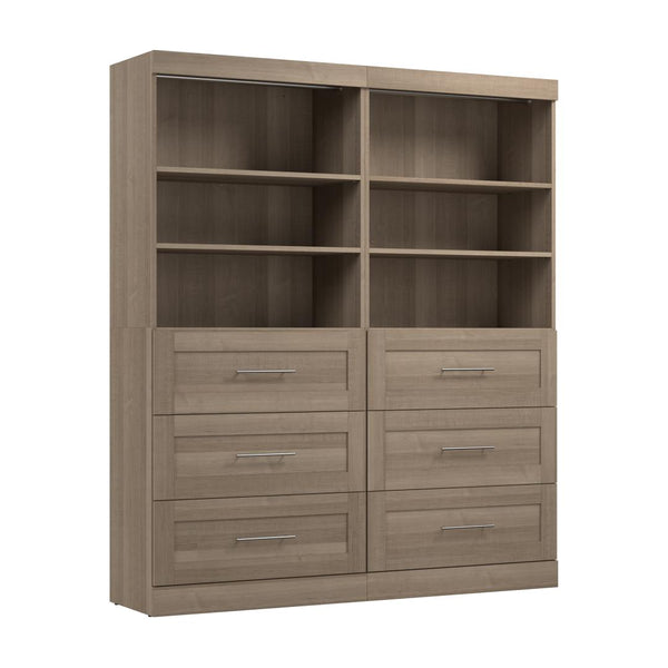 Contemporary Closet System with Shelves, Drawers & Clothing Rods, 72W x 19D