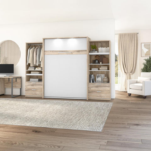 Grand lit escamotable avec 2 organisateurs de garde-robe avec tiroirs (125L)