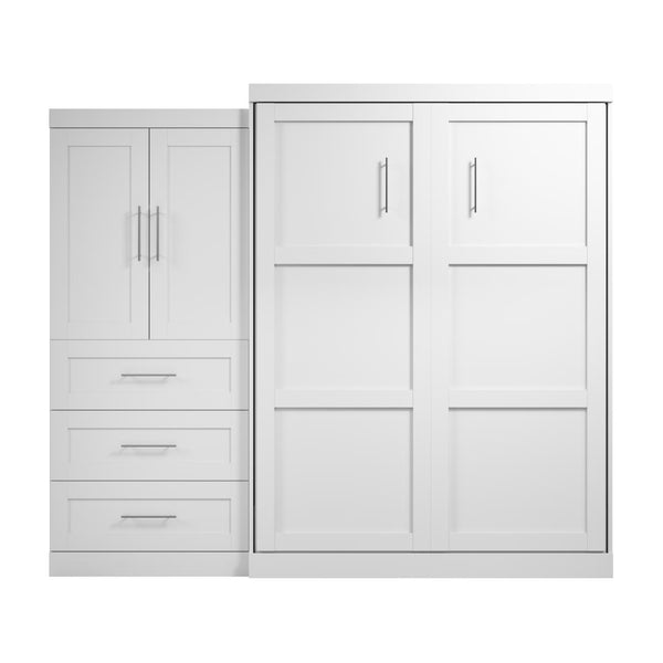 Queen Murphy Bed and Storage Cabinet with Drawers (101W)
