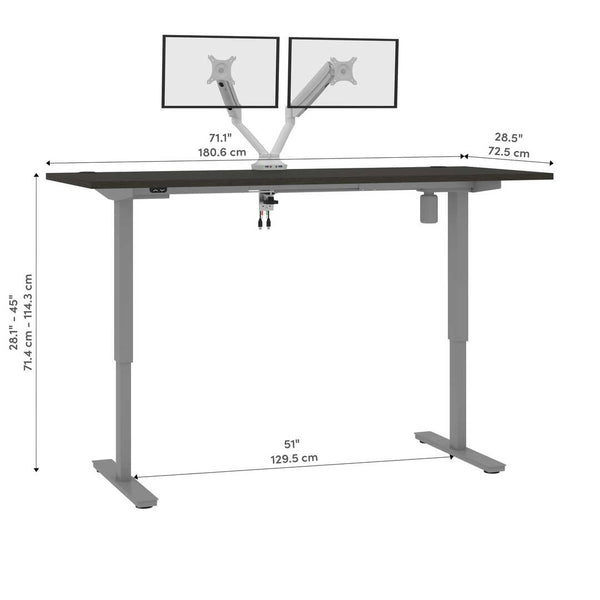 72W x 30D Standing Desk with Dual Monitor Arm