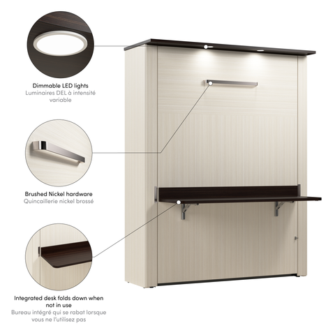 68W Queen Murphy Bed with Desk