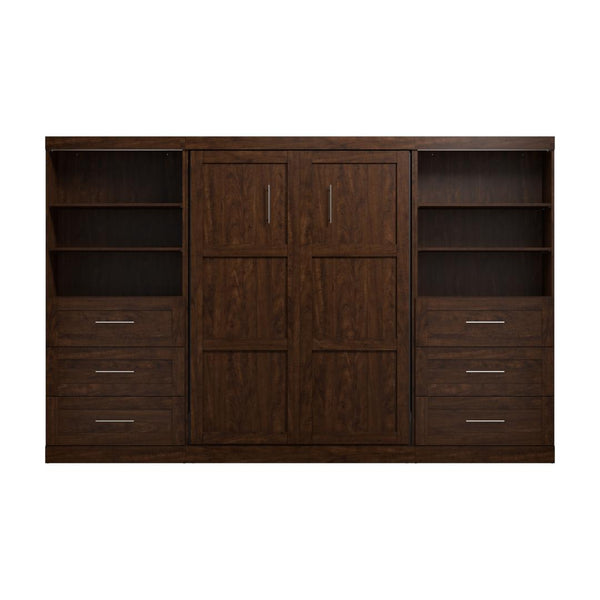 Lit escamotable double et 2 étagères avec tiroirs (131L)