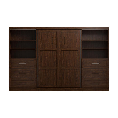 Lit escamotable double et 2 étagères avec tiroirs (131L)