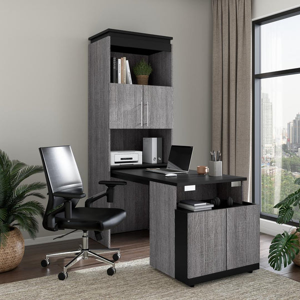 Grande armoire 30L avec portes et bureau rétractable
