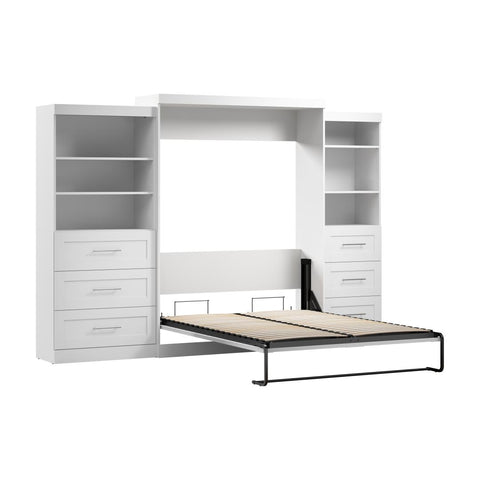 Queen Murphy Bed and 2 Shelving Units with Drawers (126W)