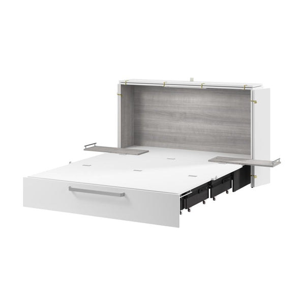 63W Queen Murphy Cabinet Bed with Pullout Drawer