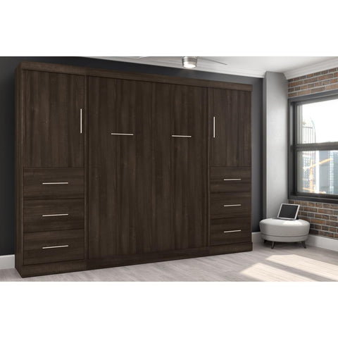 Lit escamotable double avec 2 armoires-penderies (109L)