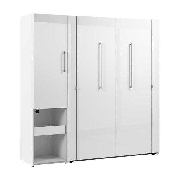 Lit escamotable double et armoire avec tablette coulissante (81L)