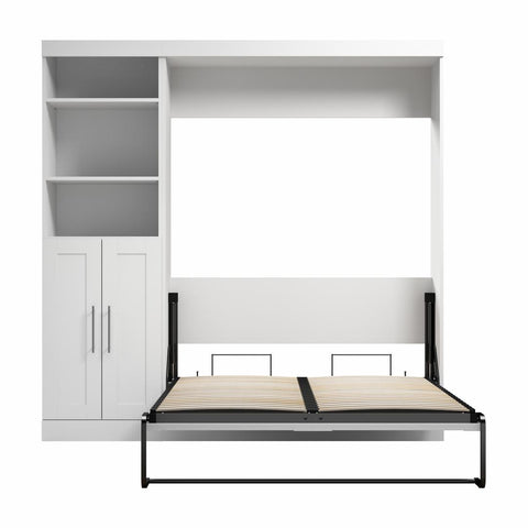 Lit escamotable double et organisateur de garde-robe avec portes (84L)