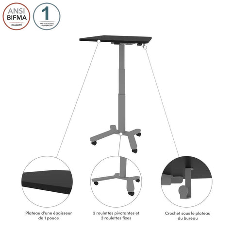 Petit bureau assis-debout 36L x 24P