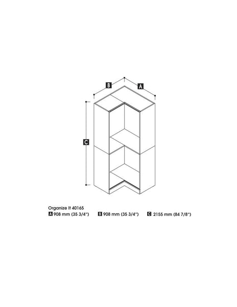 Traditional Corner Closet System with Clothing Rods, 36W x 36D