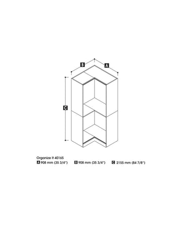 Traditional Corner Closet System with Clothing Rods, 36W x 36D