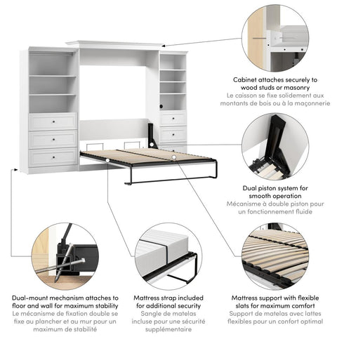 Queen Murphy Bed and Closet Organizers with Drawers (126W)