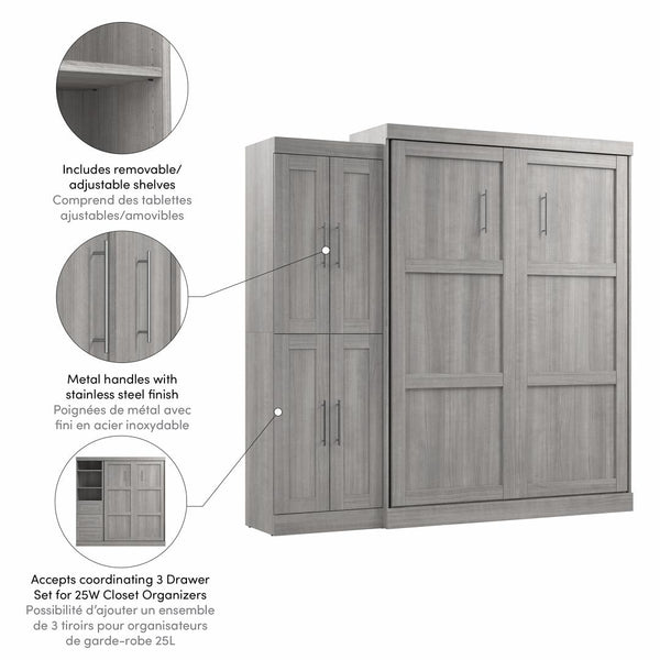 Grand lit escamotable avec organisateur de garde-robe (90L)