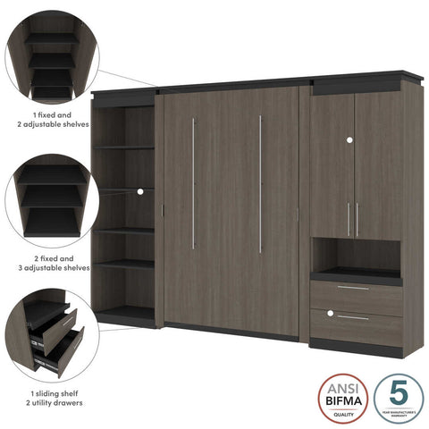 Lit escamotable deux places (double) avec rangement multifonctionnel (119L)