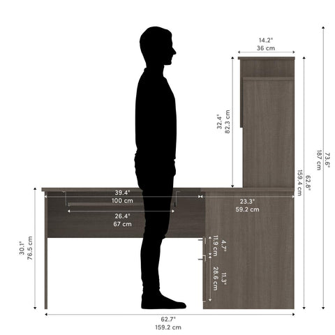Bureau en L 65L avec huche